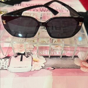 Black Dark Sunglasses with Gold Accents